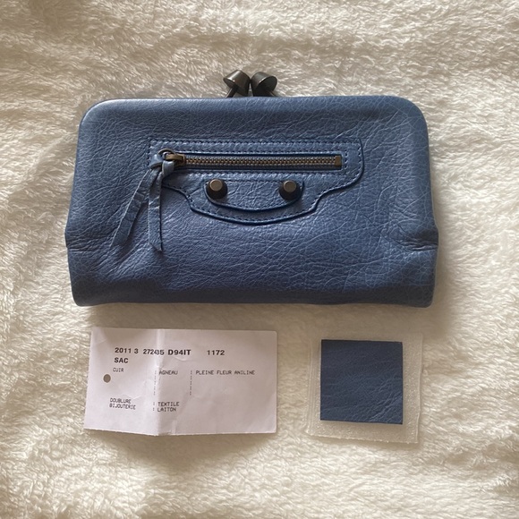 Balenciaga City Clutch Wallet in Agneau Blue - Picture 1 of 6